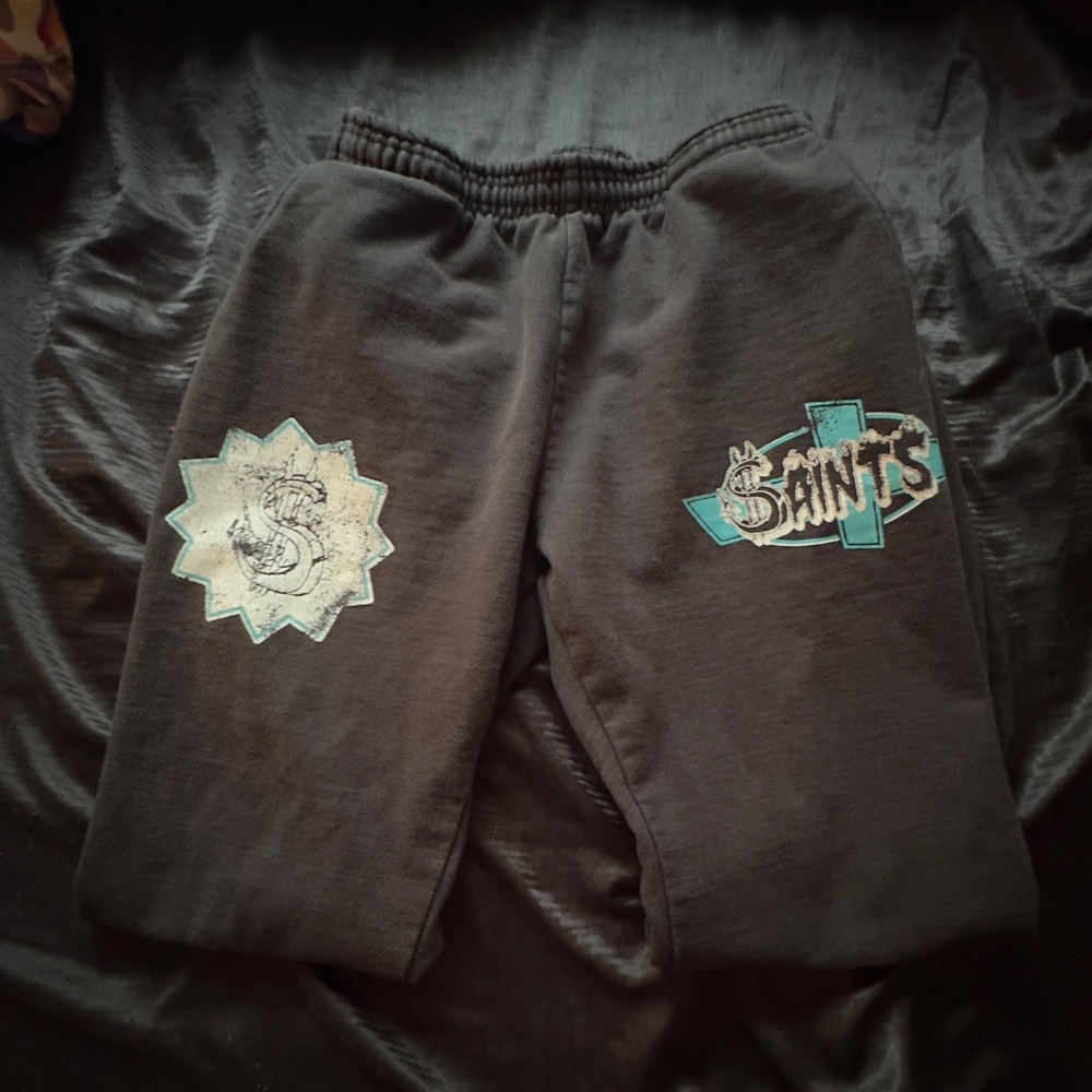 Black and blue saint sweats.